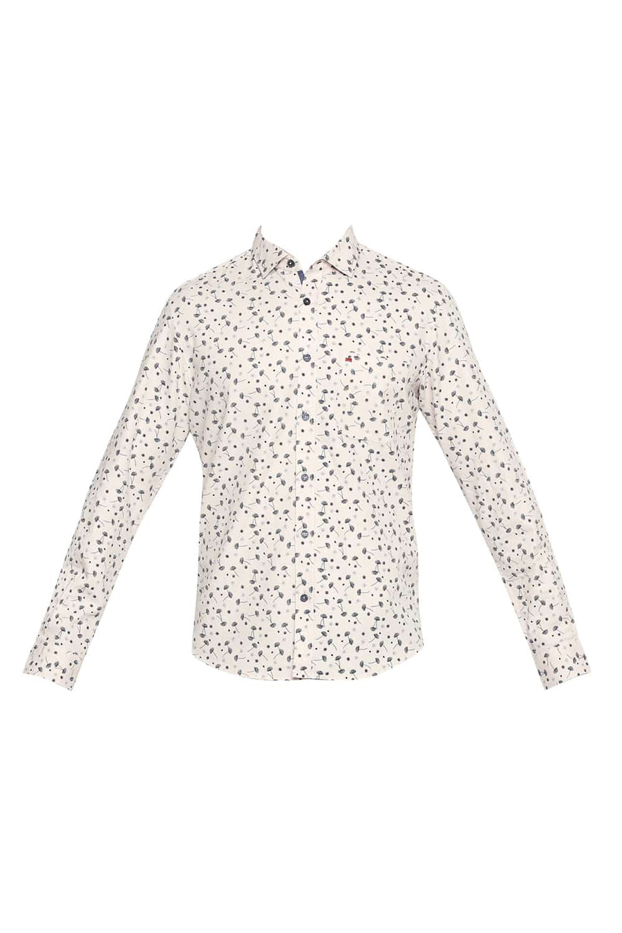 BASICS SLIM FIT ORANGE SHELL PRINTED DOBBY SHIRT