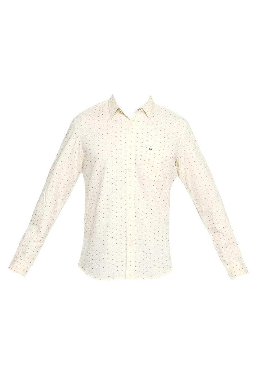 BASICS SLIM FIT OIL YELLOW PRINTED SHIRT