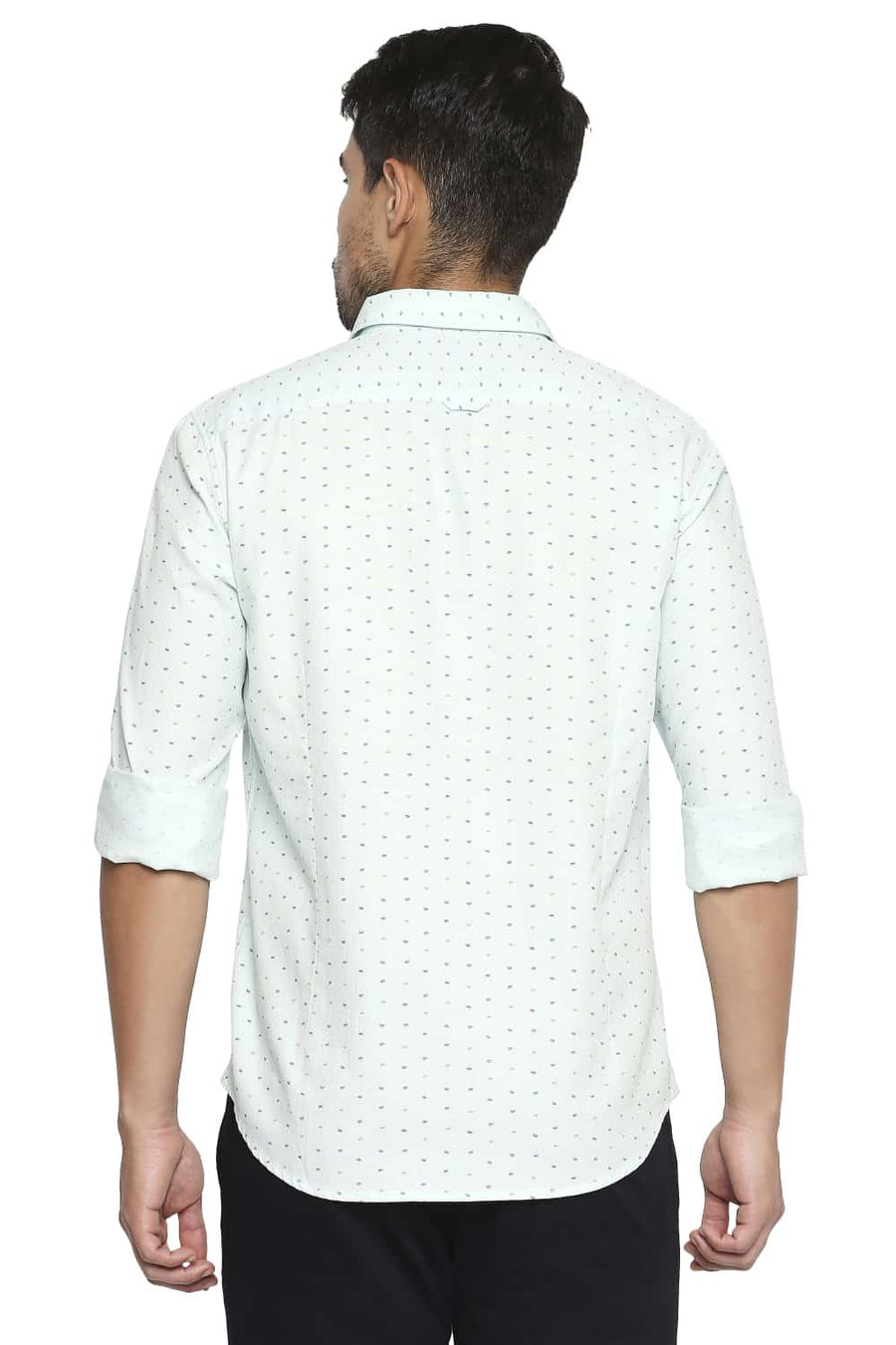 BASICS SLIM FIT ICE BLUE PRINTED SHIRT