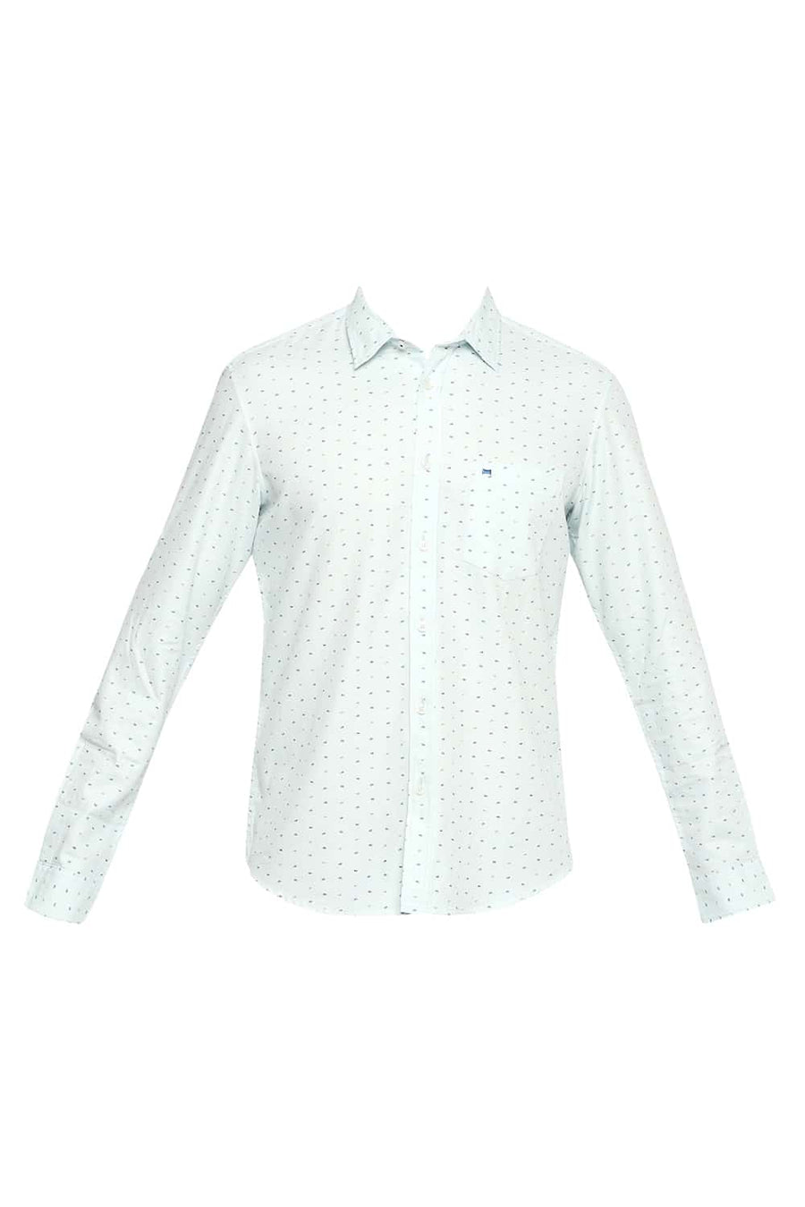 BASICS SLIM FIT ICE BLUE PRINTED SHIRT
