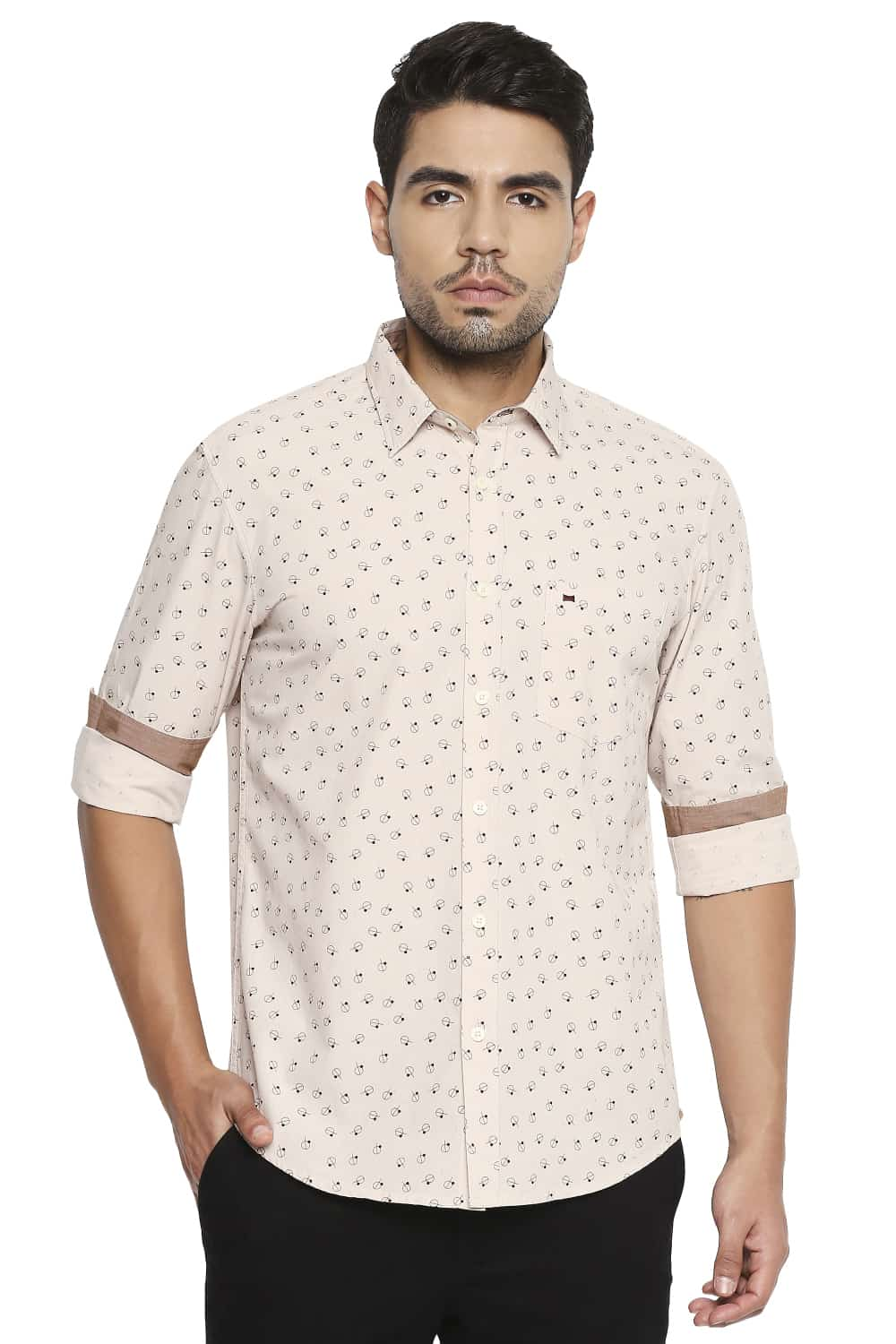 BASICS SLIM FIT PRINTED SHIRT