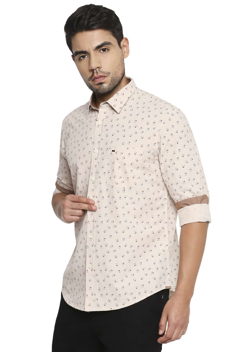 BASICS SLIM FIT PRINTED SHIRT