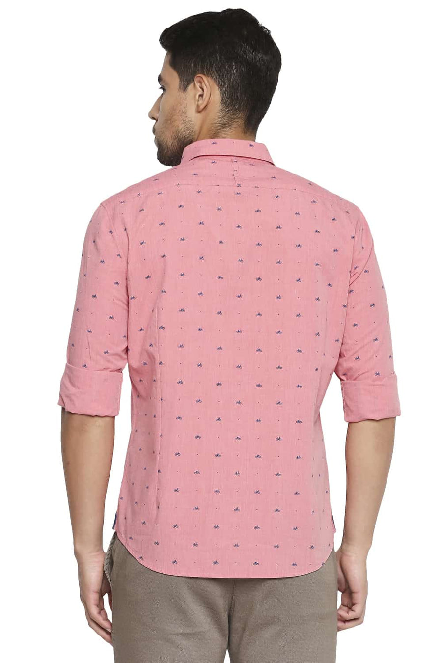 BASICS SLIM FIT ICE RED PRINTED SHIRT
