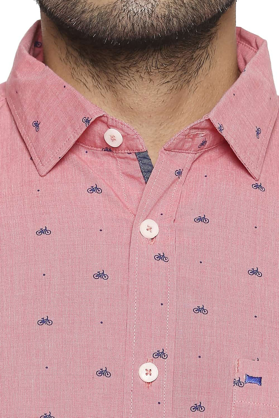 BASICS SLIM FIT ICE RED PRINTED SHIRT