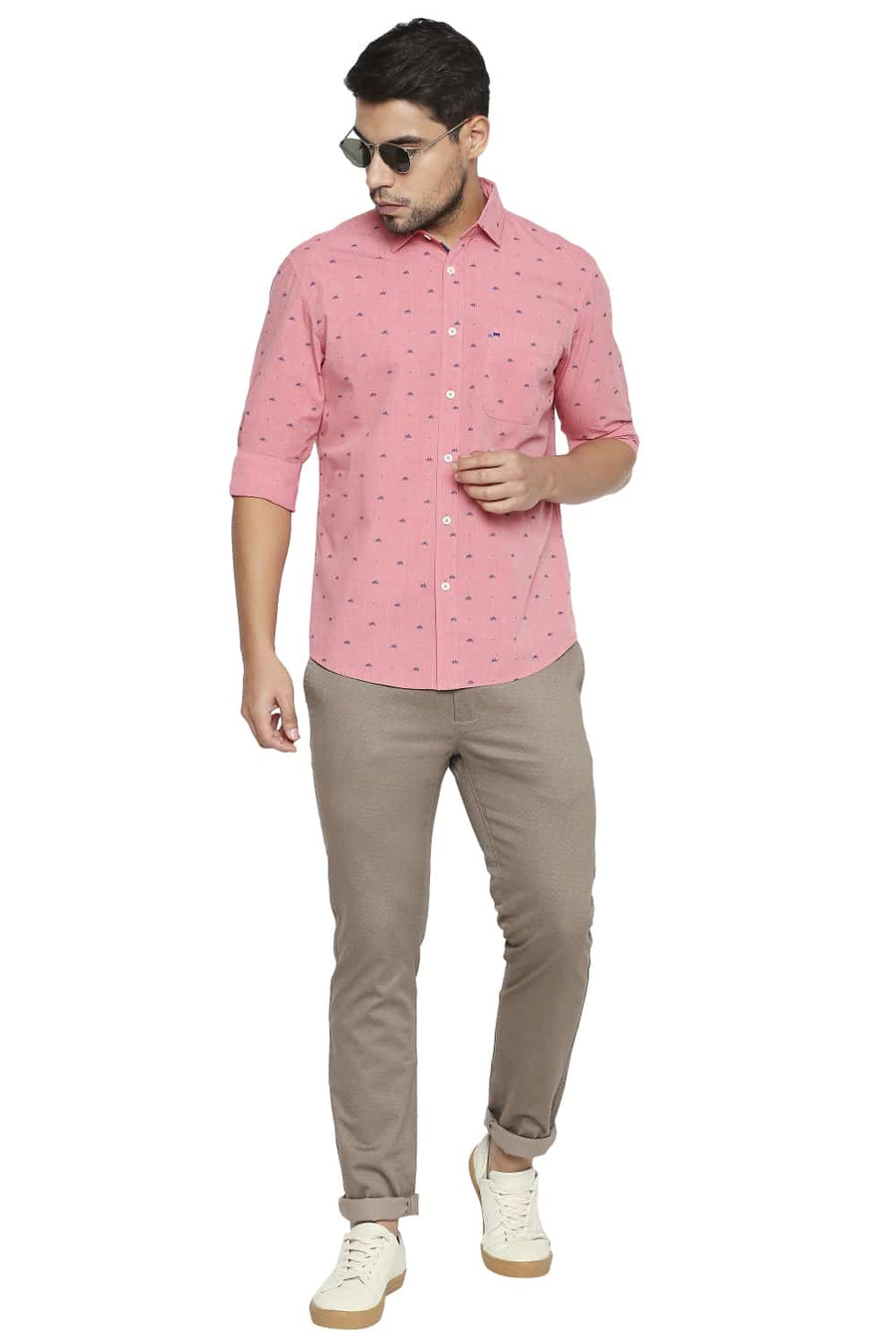 BASICS SLIM FIT ICE RED PRINTED SHIRT