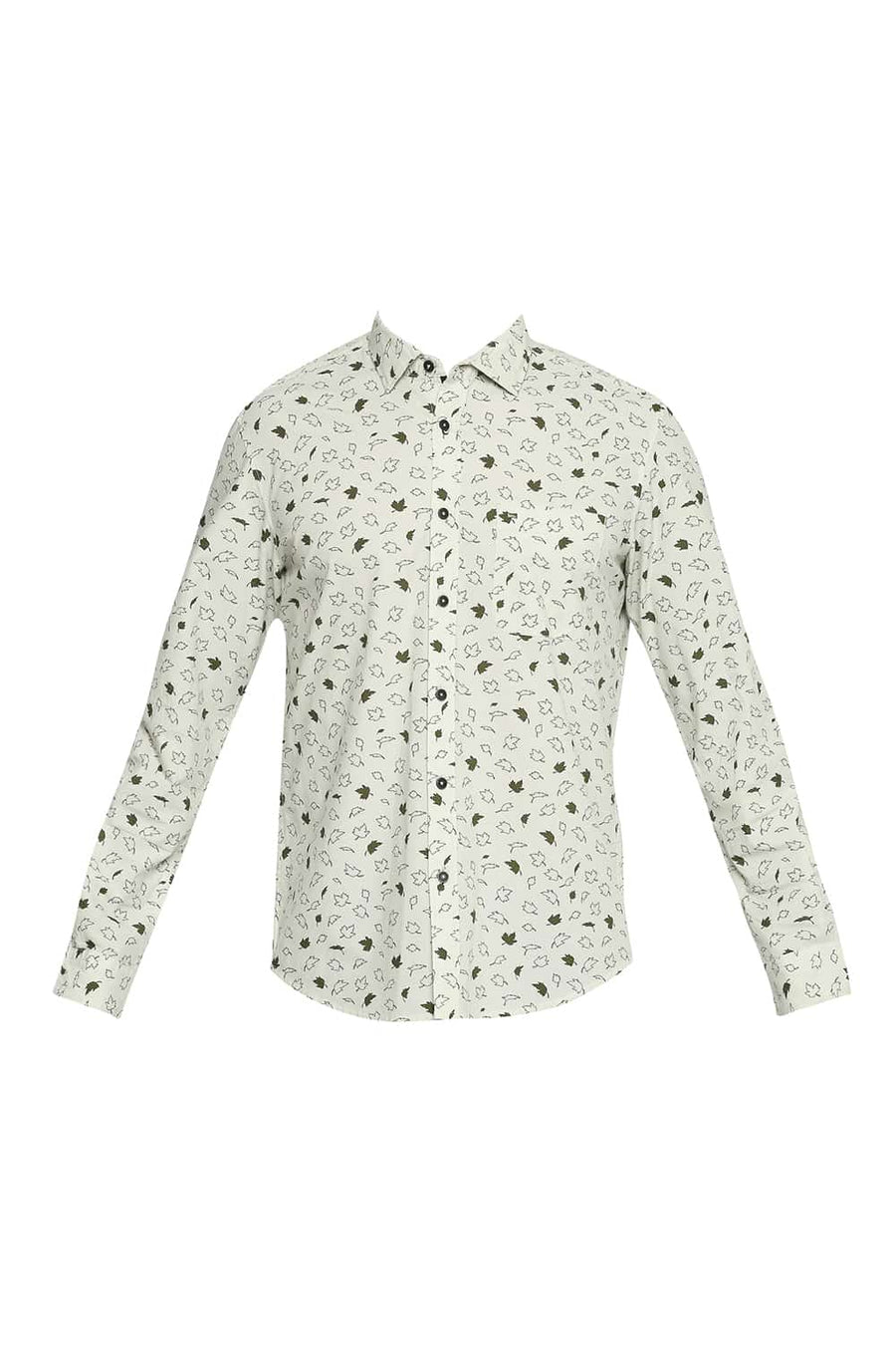 BASICS SLIM FIT SPRAY GREEN PRINTED SHIRT