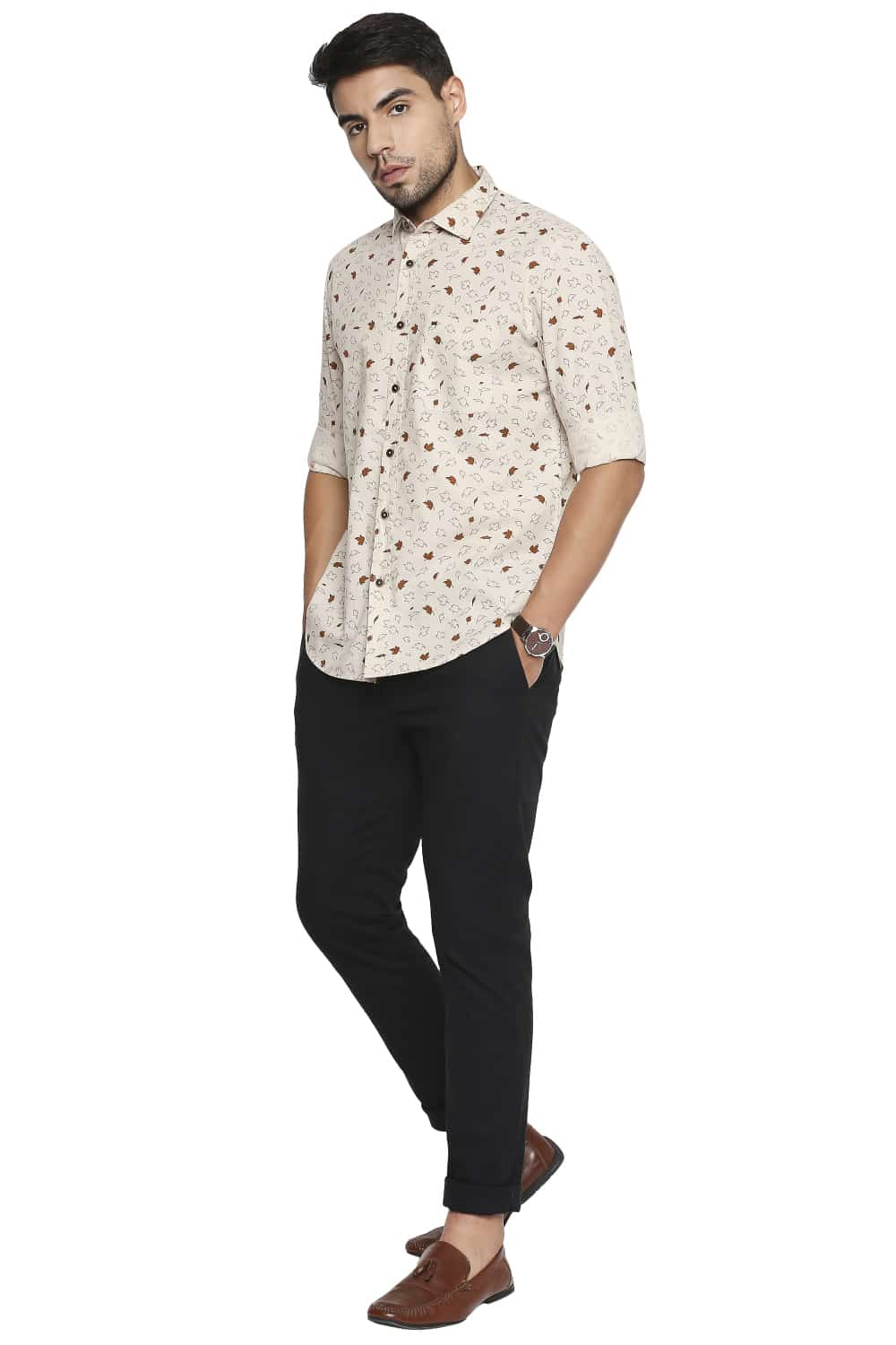 BASICS SLIM FIT PRINTED SHIRT