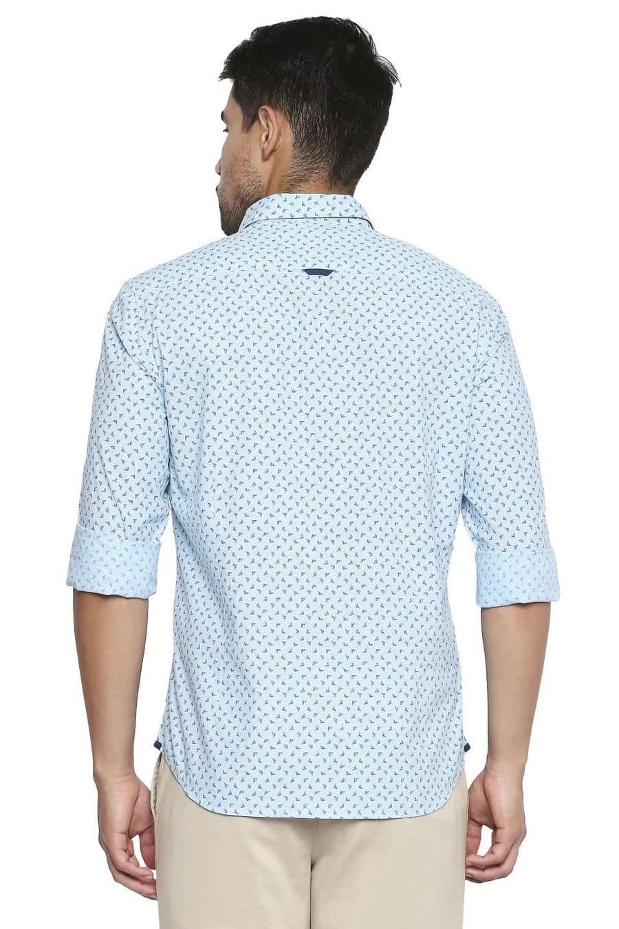 BASICS SLIM FIT AIR BLUE PRINTED SHIRT