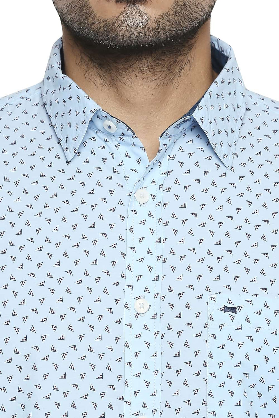 BASICS SLIM FIT AIR BLUE PRINTED SHIRT