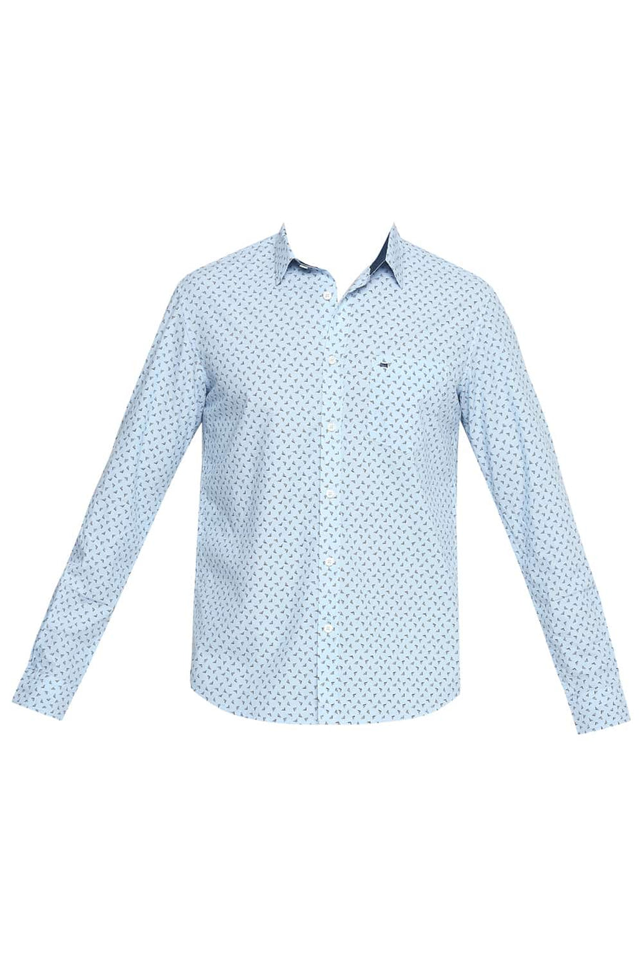 BASICS SLIM FIT AIR BLUE PRINTED SHIRT
