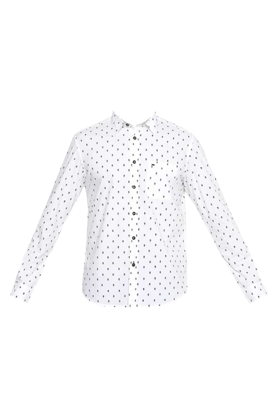 BASICS SLIM FIT CLOUD WHITE PRINTED SHIRT