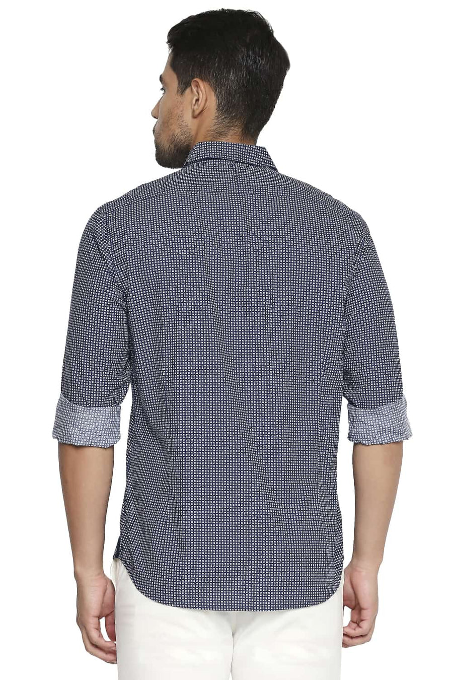 BASICS SLIM FIT NAVY OPAL PRINTED SHIRT