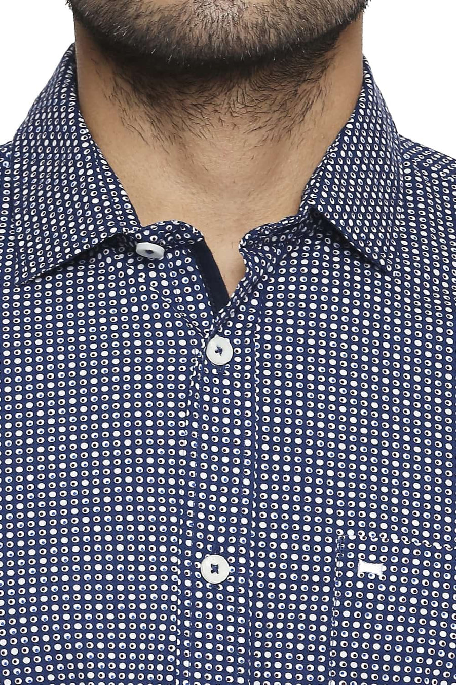 BASICS SLIM FIT NAVY OPAL PRINTED SHIRT