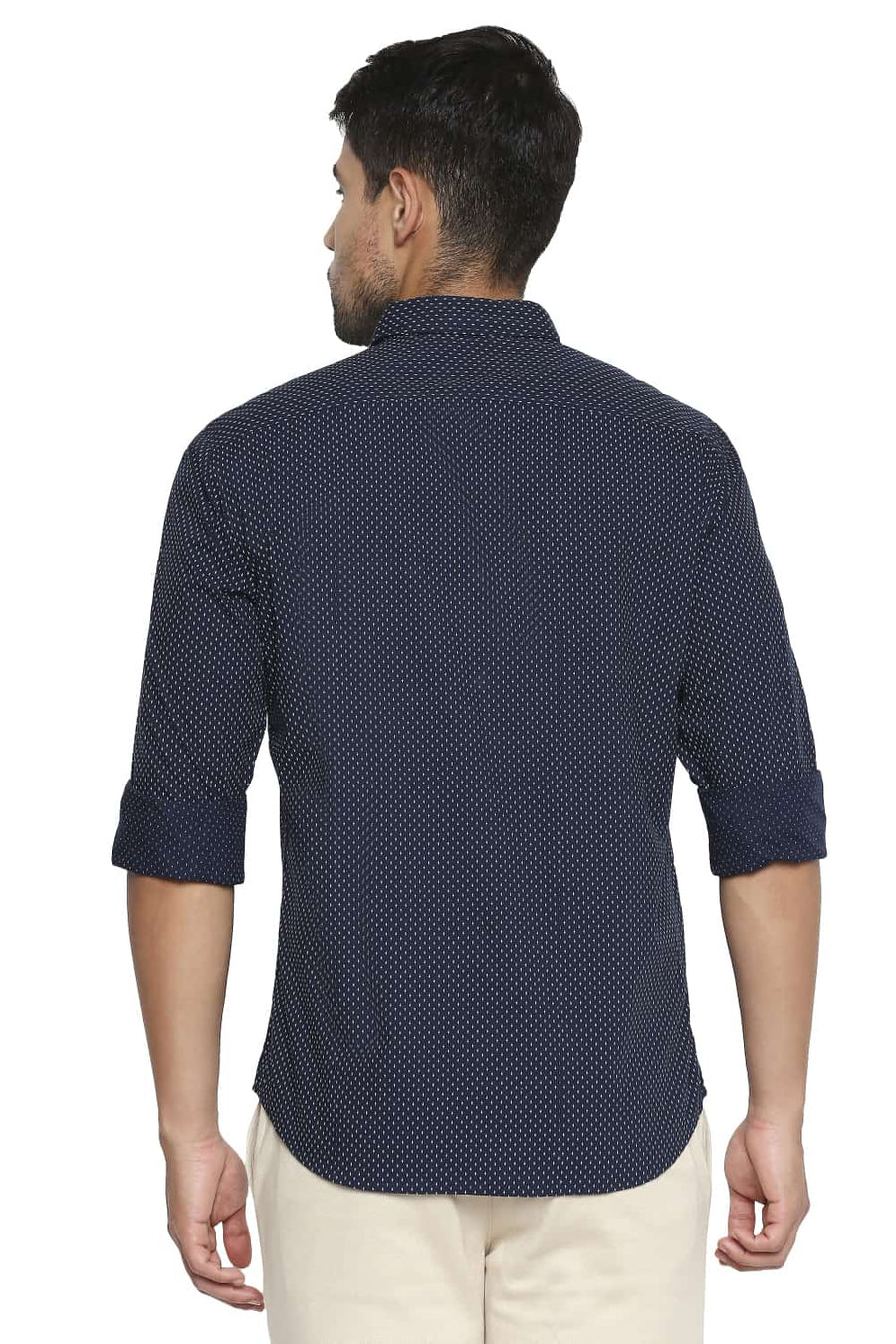 BASICS SLIM FIT MOONLIT NAVY PRINTED SHIRT