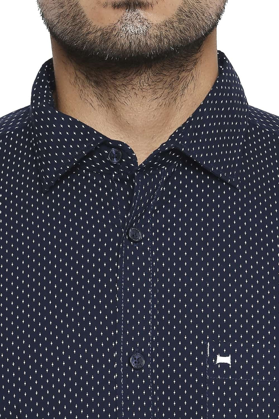 BASICS SLIM FIT MOONLIT NAVY PRINTED SHIRT
