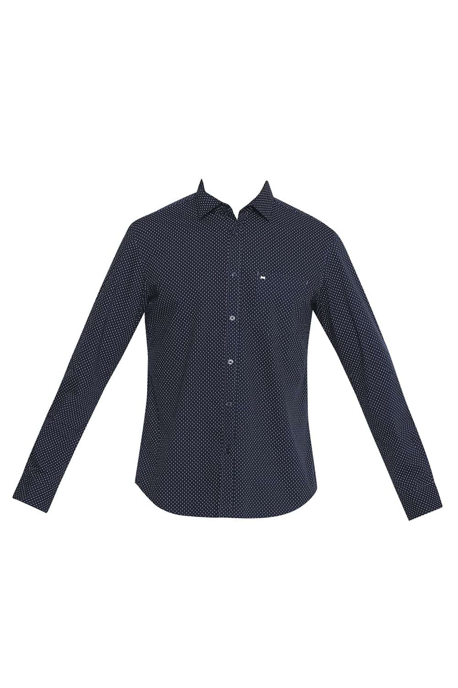 BASICS SLIM FIT MOONLIT NAVY PRINTED SHIRT