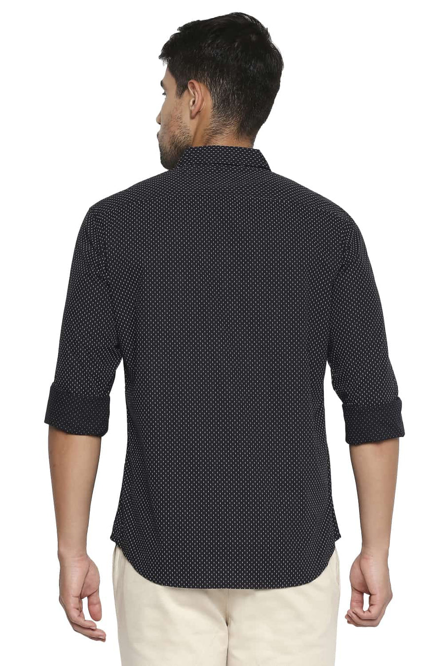 BASICS SLIM FIT CAVIAR BLACK PRINTED SHIRT