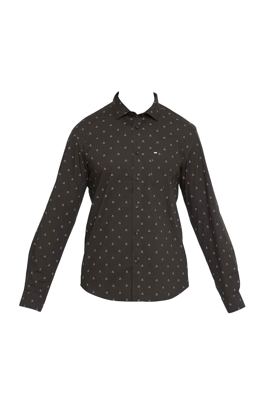 BASICS SLIM FIT CHOCOLATE BROWN PRINTED SHIRT