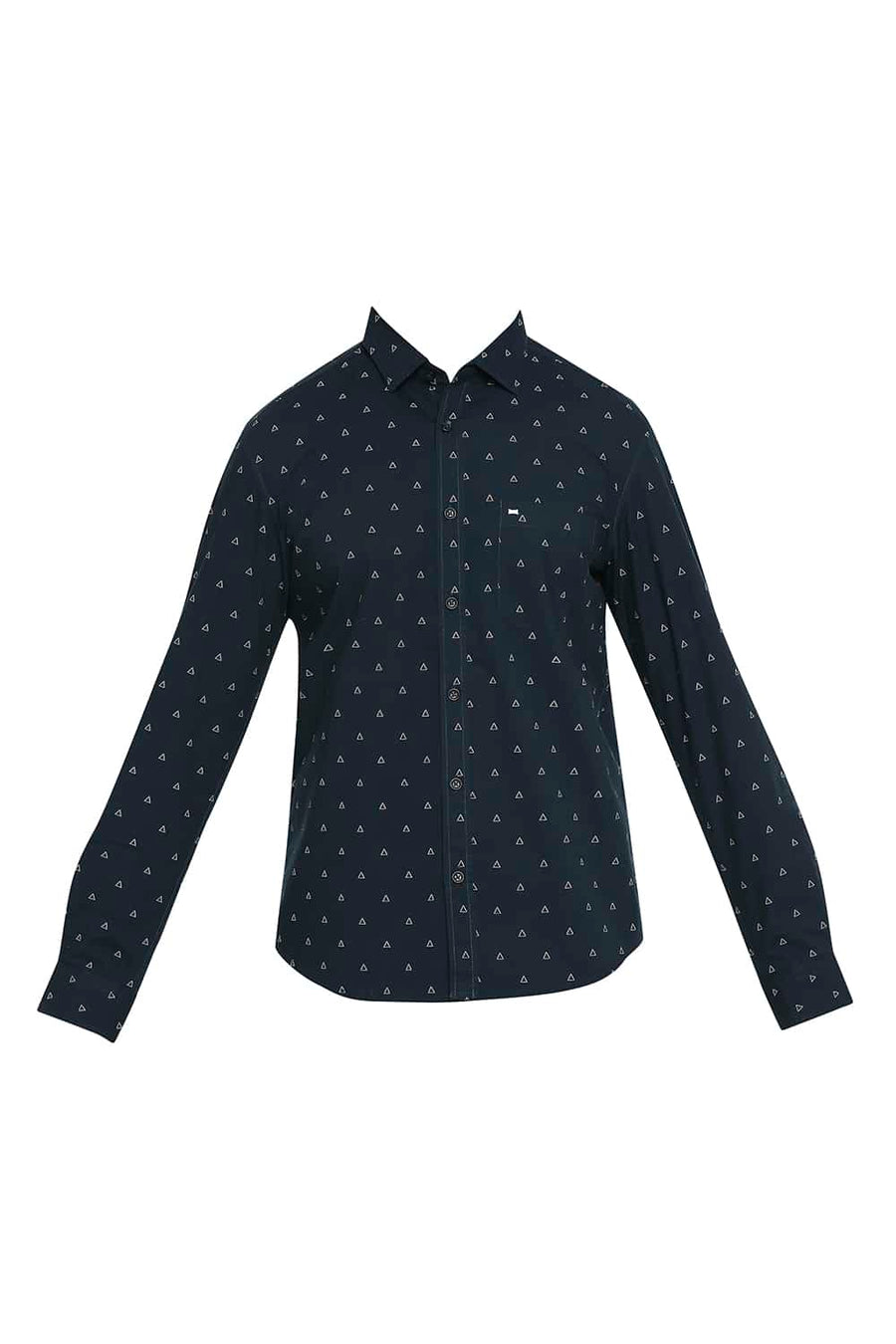 BASICS SLIM FIT DARKEST GREEN PRINTED SHIRT