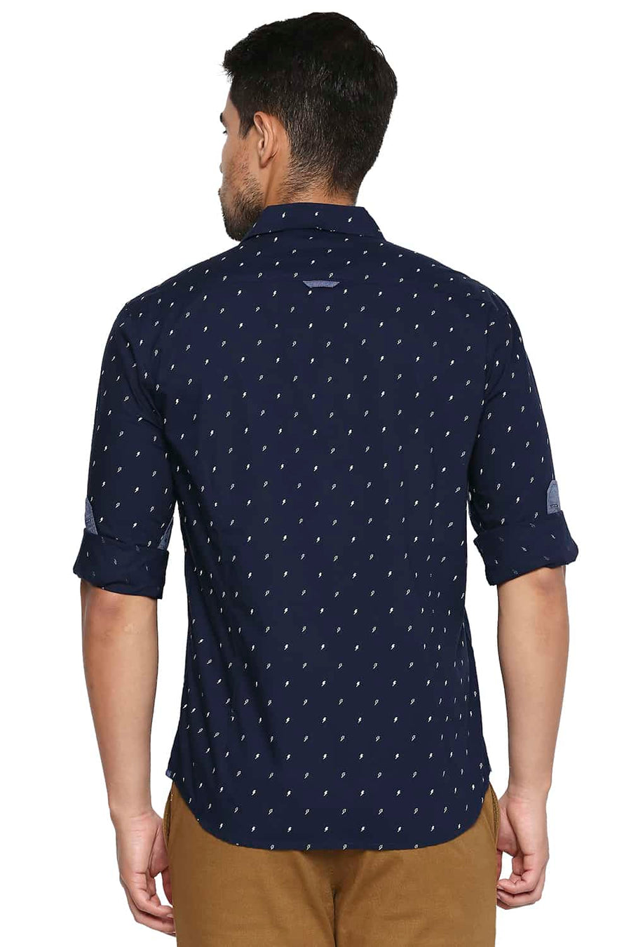 BASICS SLIM FIT MOONLIT NAVY PRINTED SHIRT