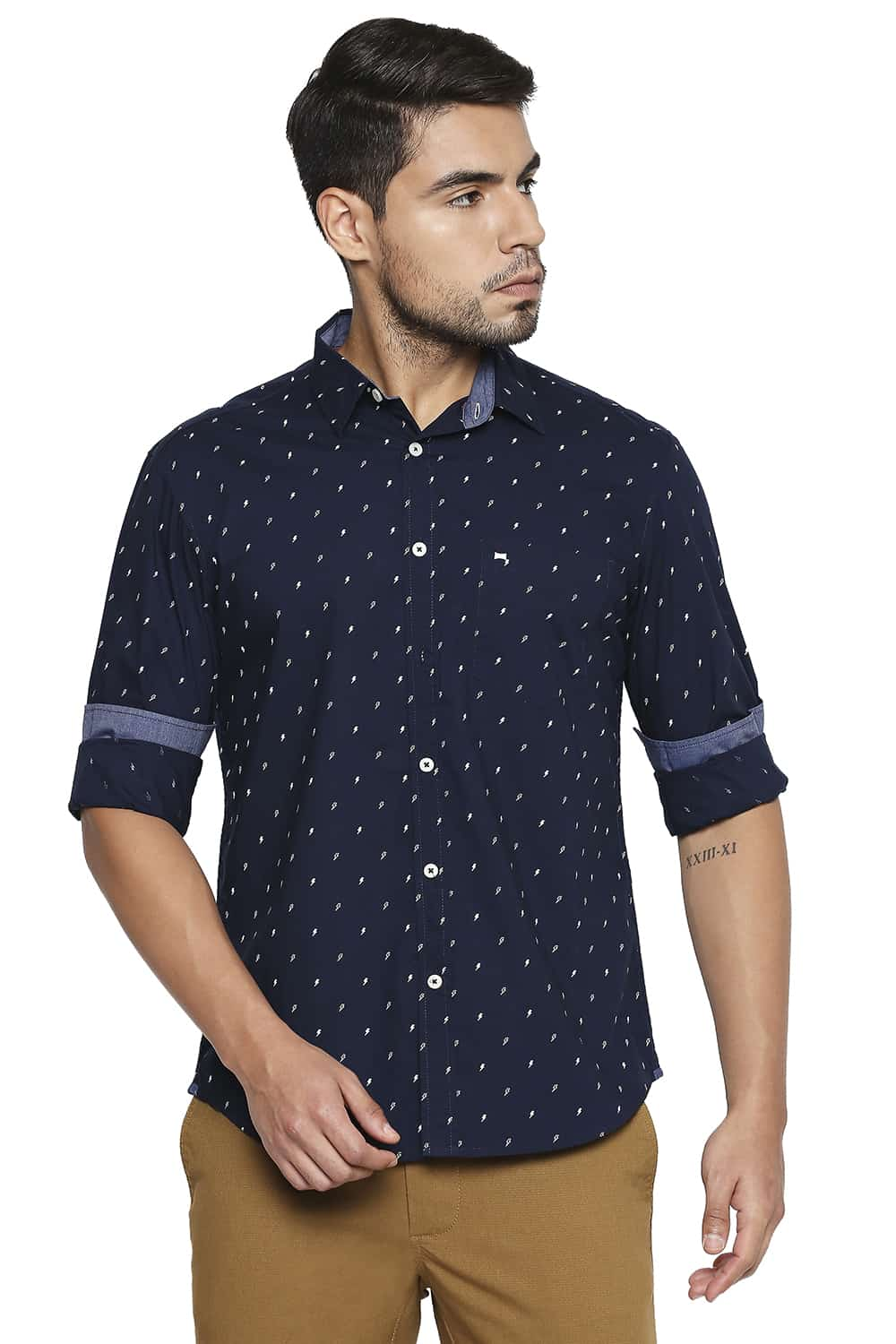 BASICS SLIM FIT PRINTED SHIRT