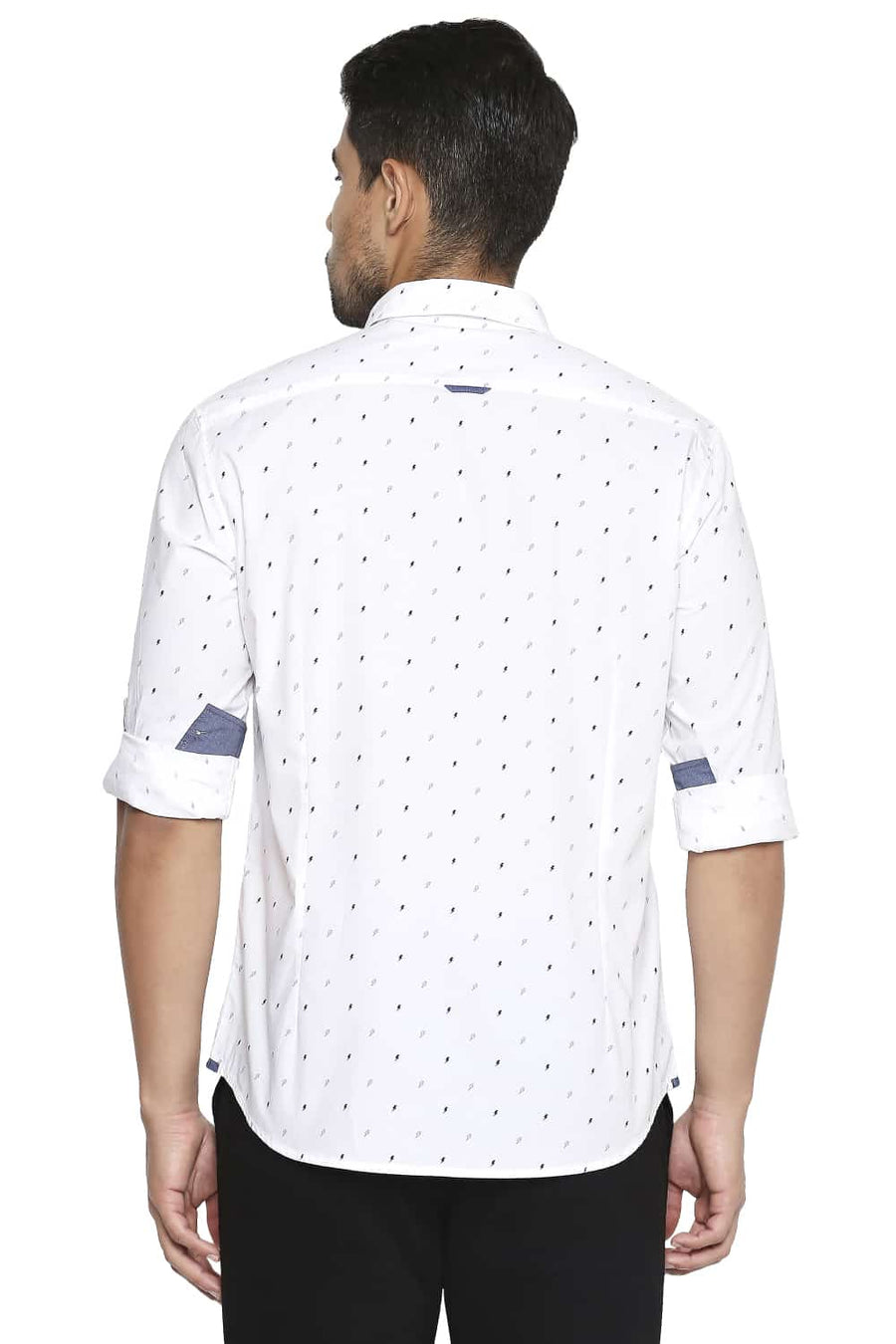BASICS SLIM FIT CLOUD WHITE PRINTED SHIRT