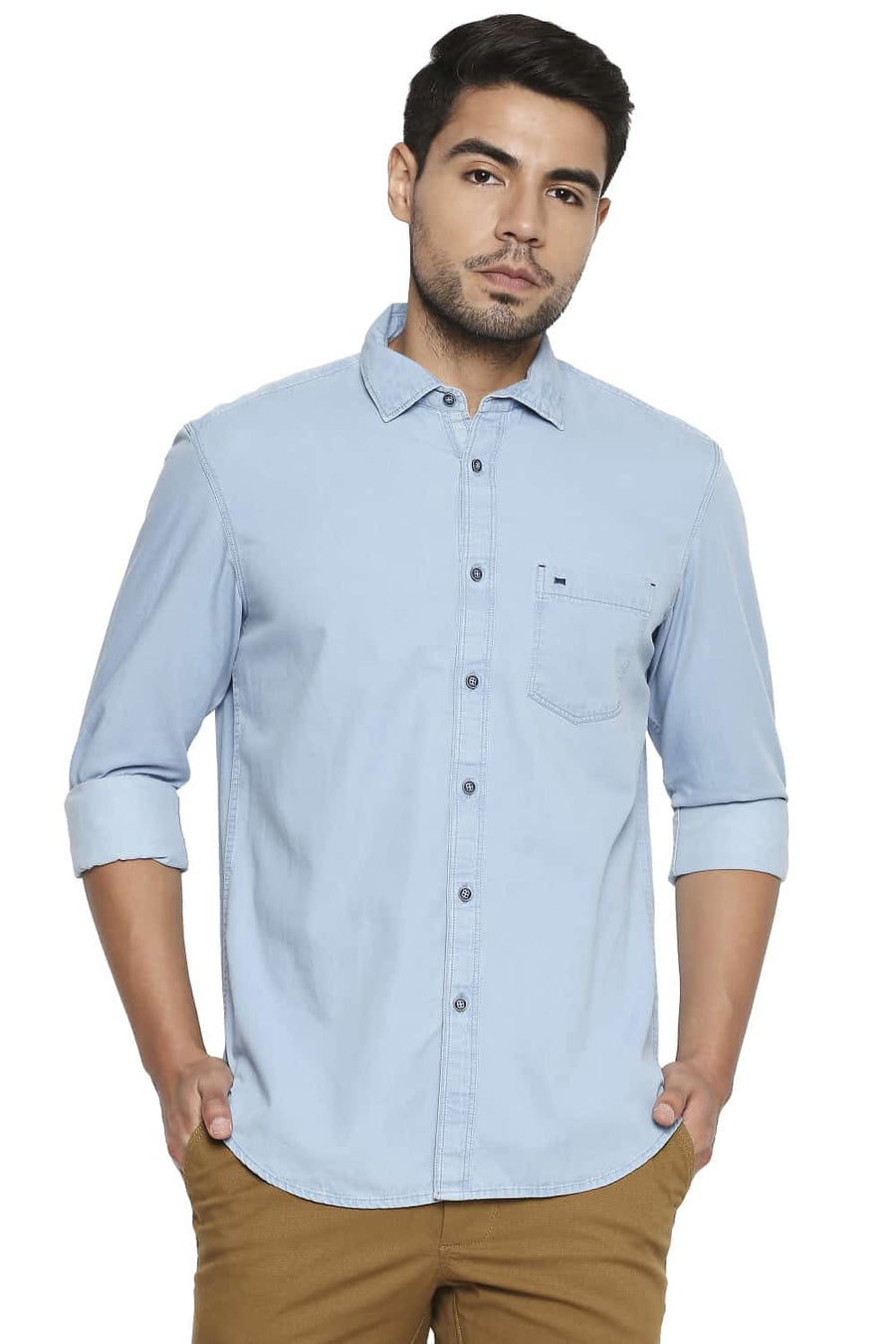 BASICS SLIM FIT SPACE NAVY INDIGO SHIRT