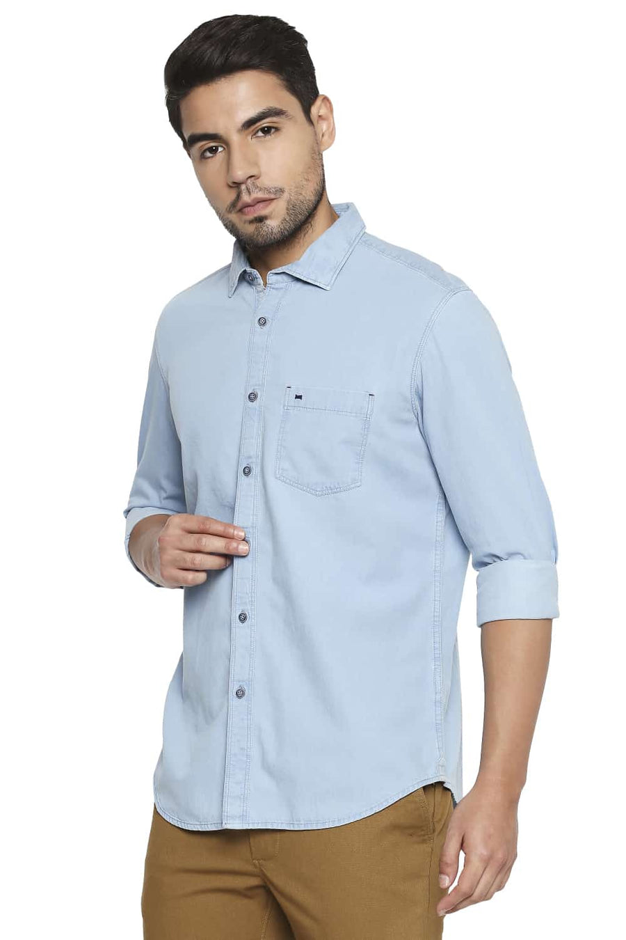 BASICS SLIM FIT SPACE NAVY INDIGO SHIRT