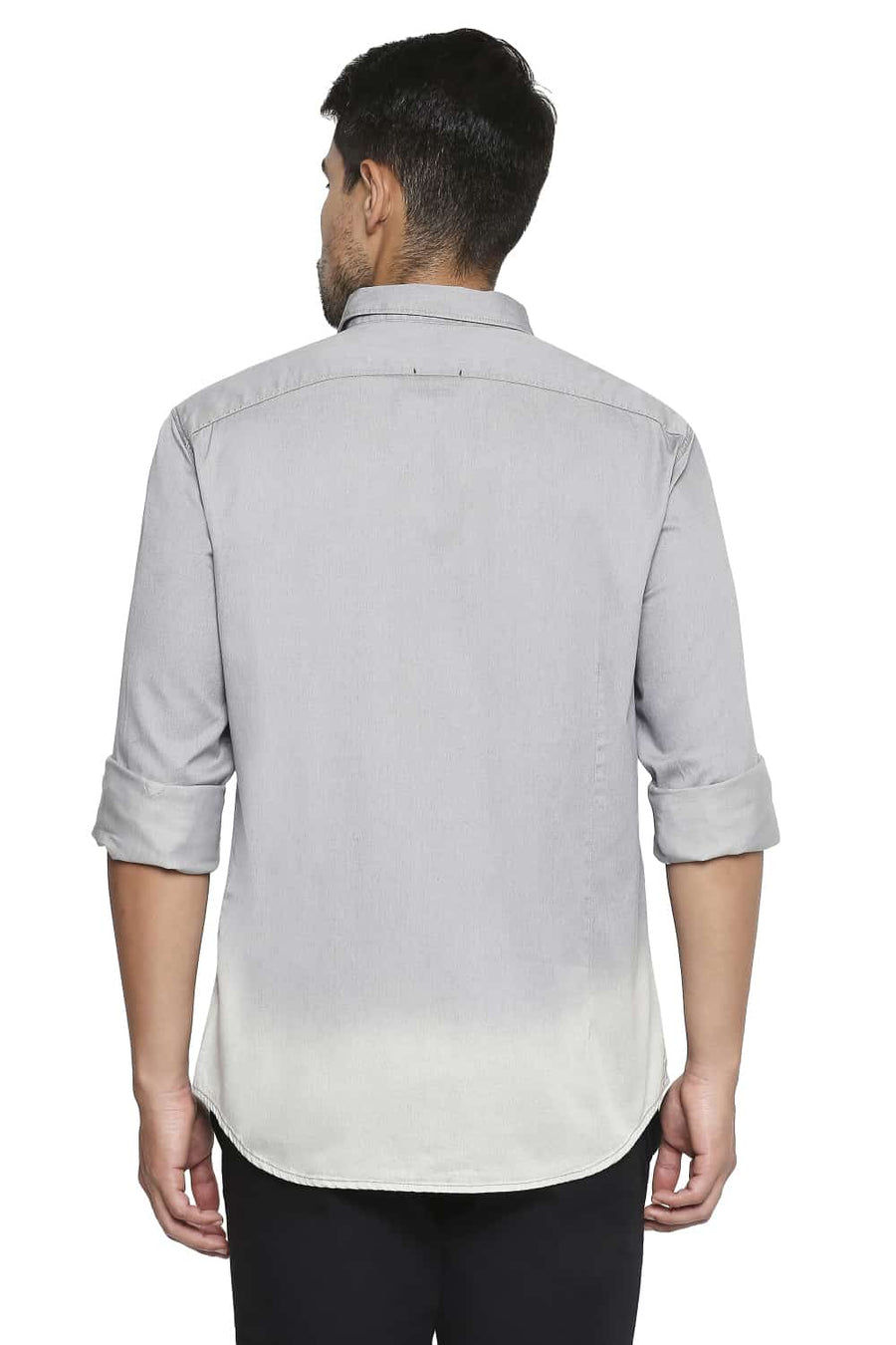 BASICS SLIM FIT FROST GREY OMBRE INDIGO SHIRT