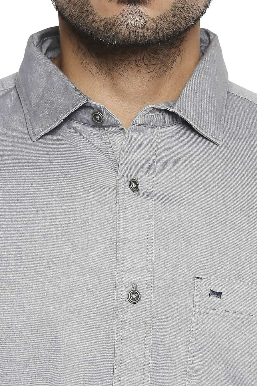 BASICS SLIM FIT FROST GREY OMBRE INDIGO SHIRT