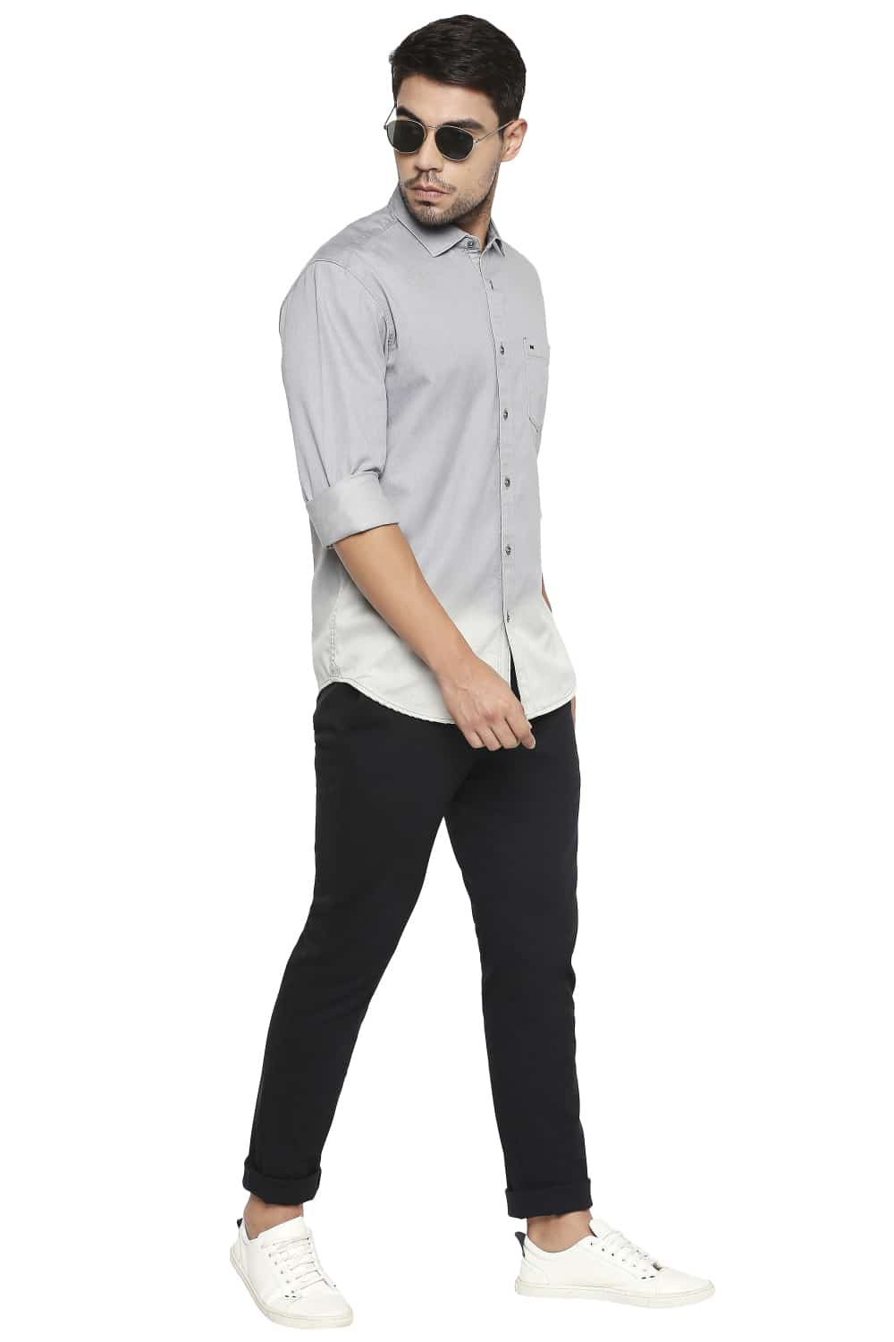 BASICS SLIM FIT OMBRE INDIGO SHIRT