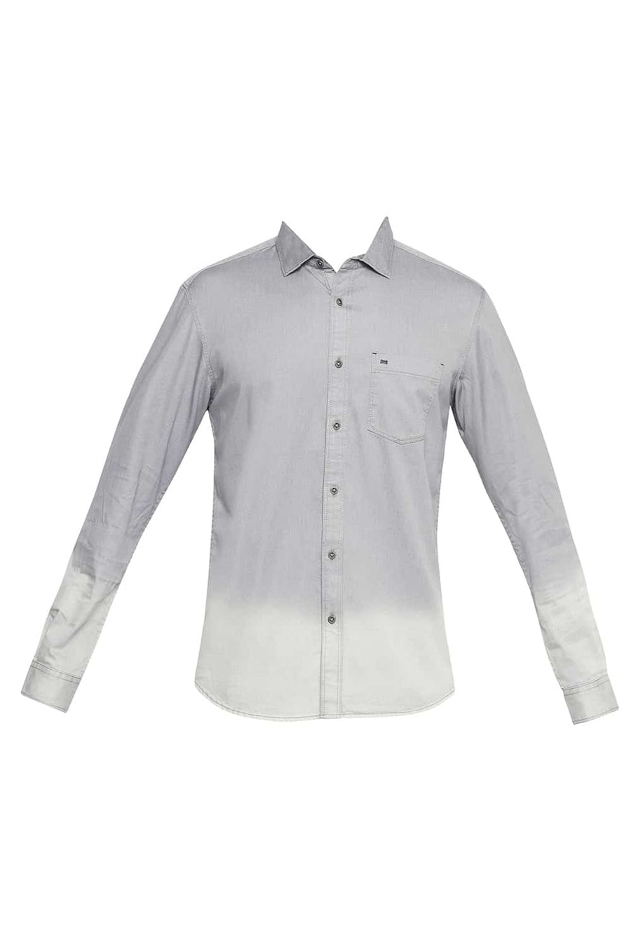 BASICS SLIM FIT FROST GREY OMBRE INDIGO SHIRT
