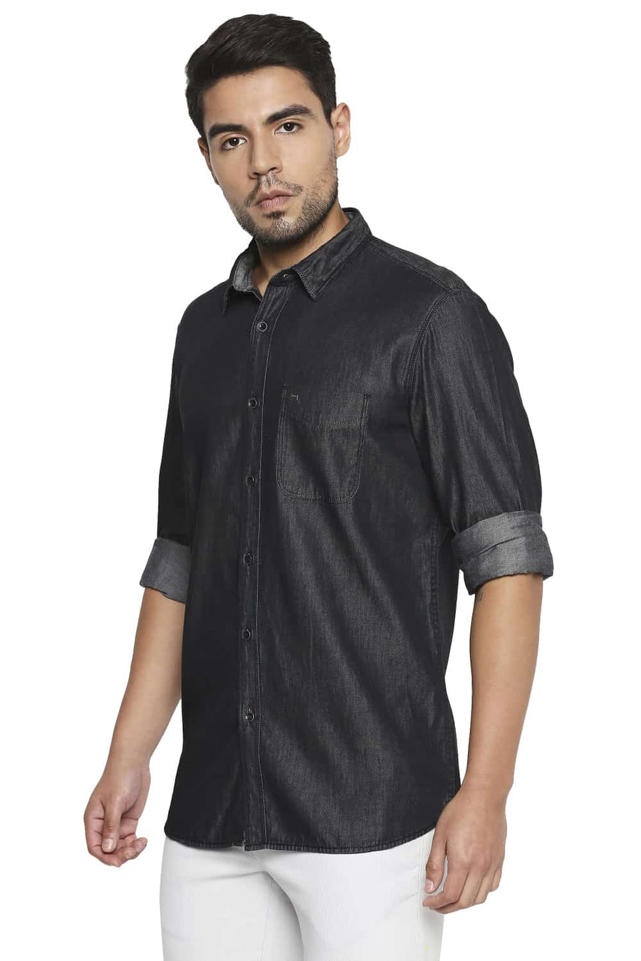 BASICS SLIM FIT RAVEN BLACK INDIGO SHIRT