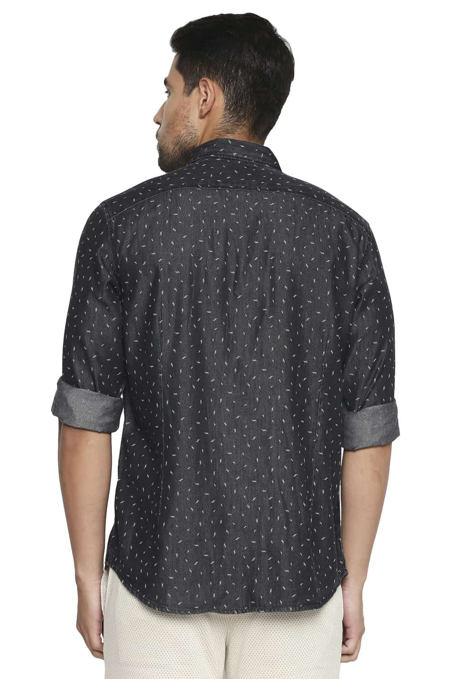 BASICS SLIM FIT PHANTOM BLACK PRINTED SHIRT