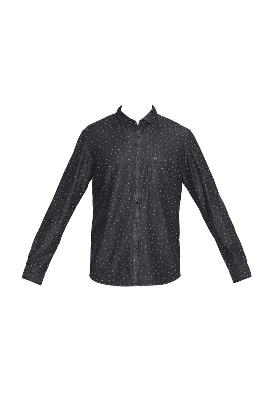 BASICS SLIM FIT PHANTOM BLACK PRINTED SHIRT