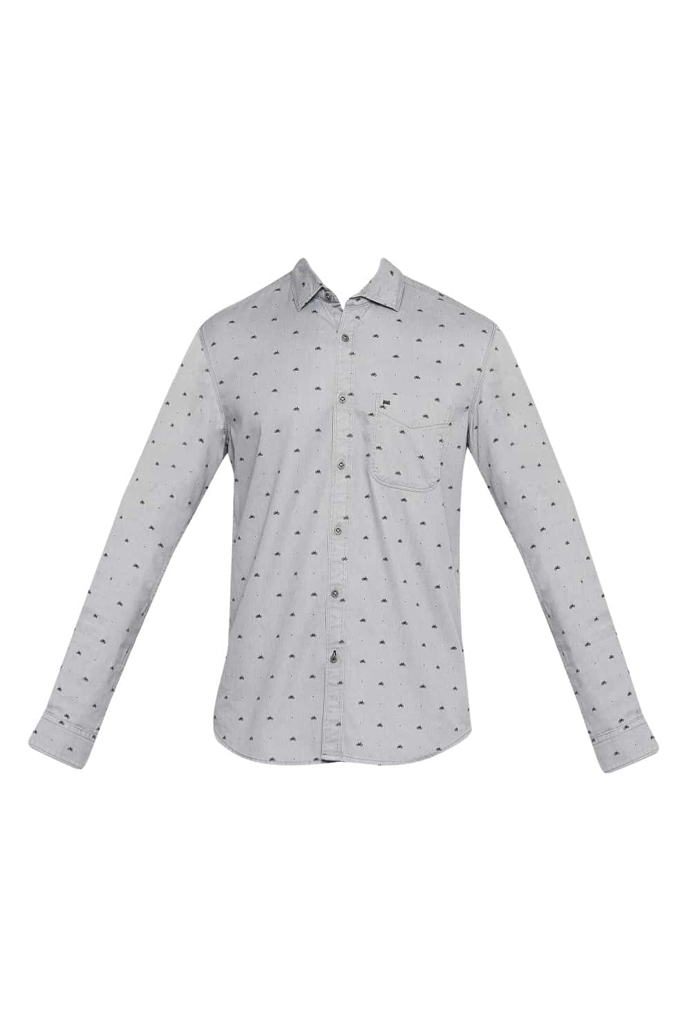 BASICS SLIM FIT PRINTED INDIGO SHIRT