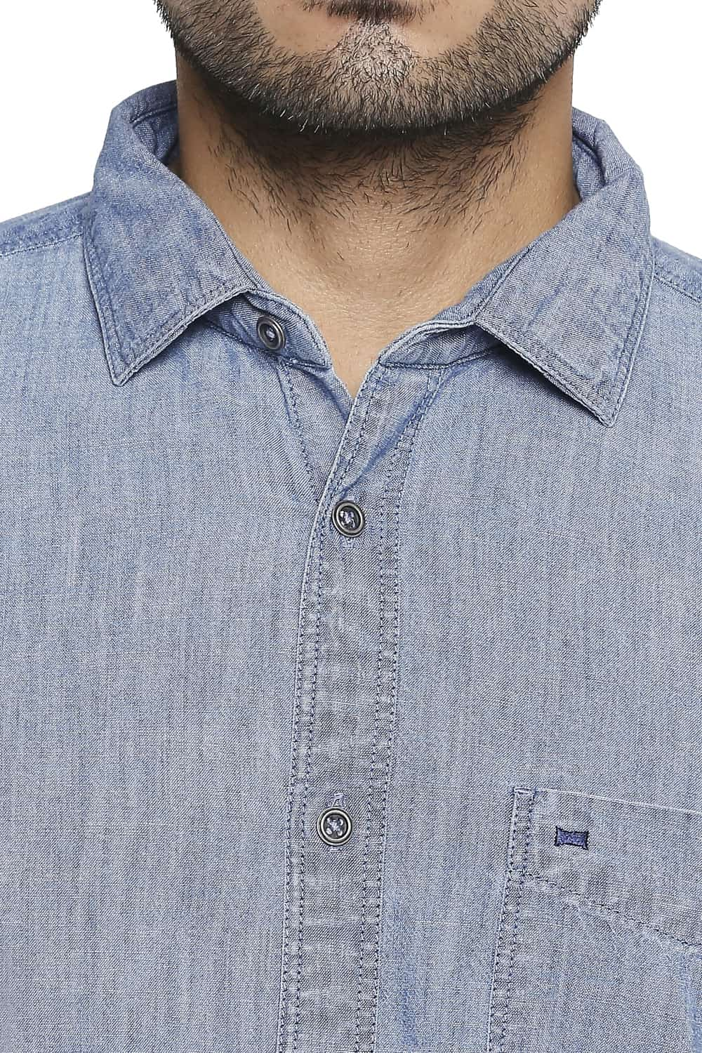 BASICS SLIM FIT INDIGO SHIRT