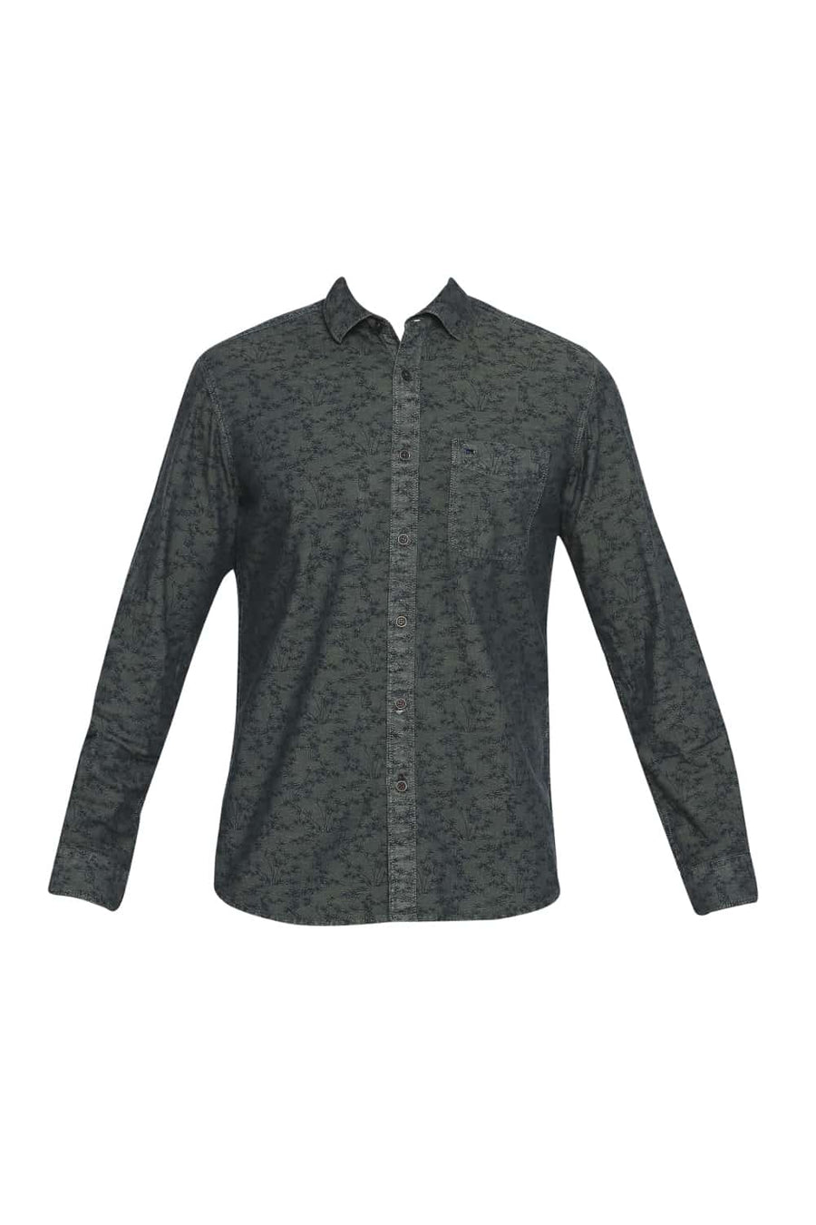 BASICS SLIM FIT CASTLEROCK BLUE TINTED INDIGO PRINTED SHIRT