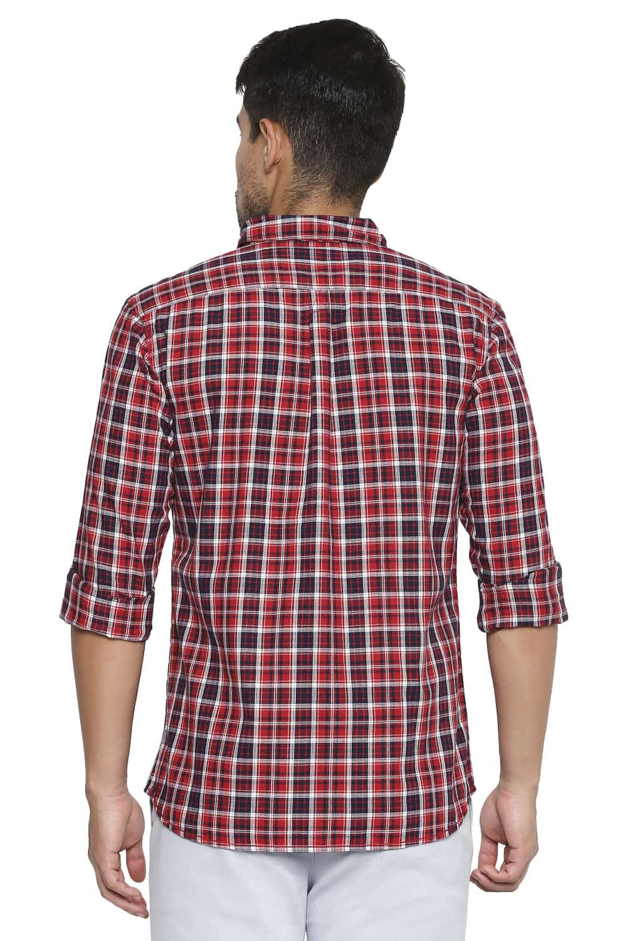 BASICS SLIM FIT RIBBON RED CHECKS SHIRT