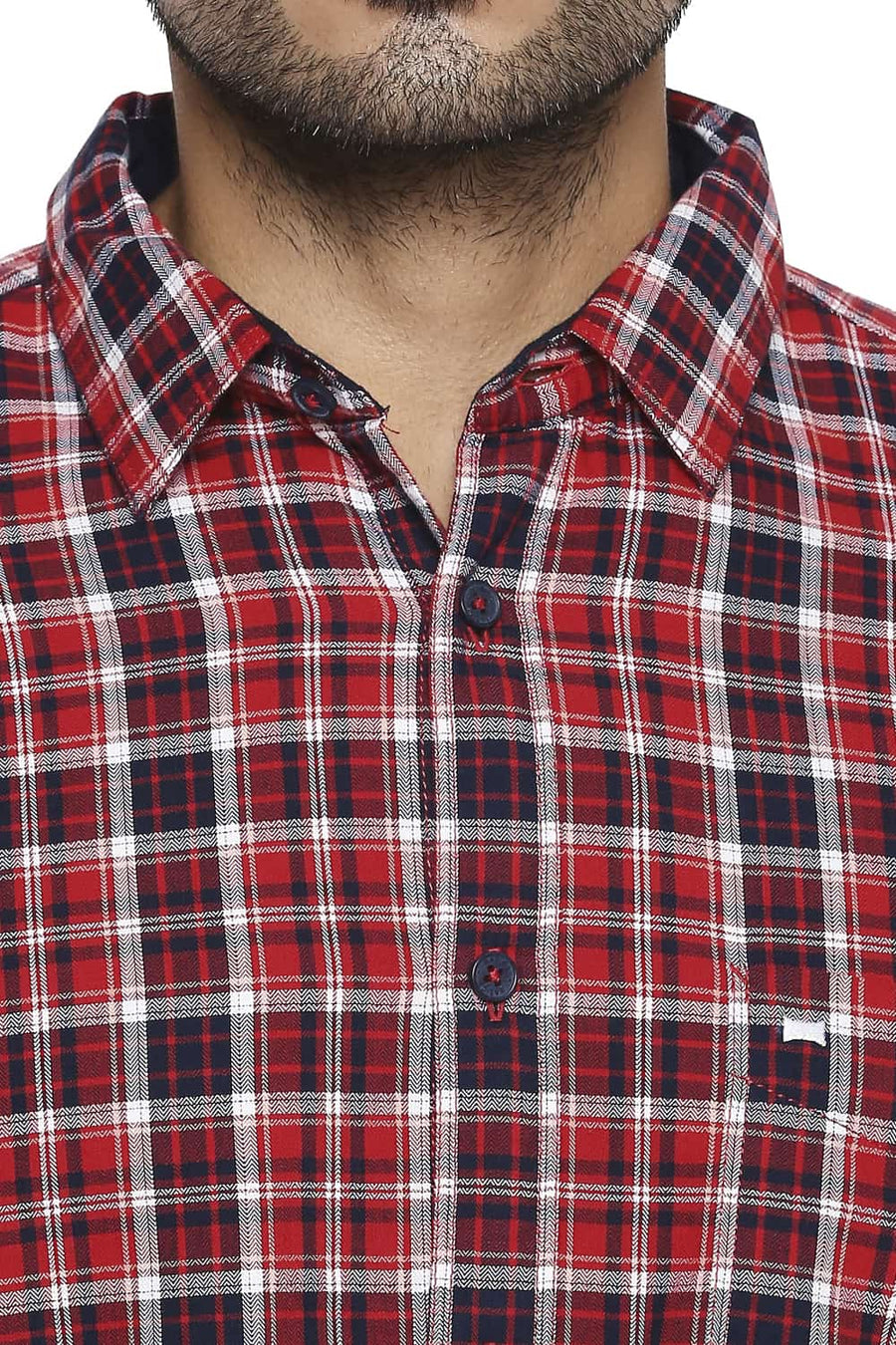 BASICS SLIM FIT RIBBON RED CHECKS SHIRT