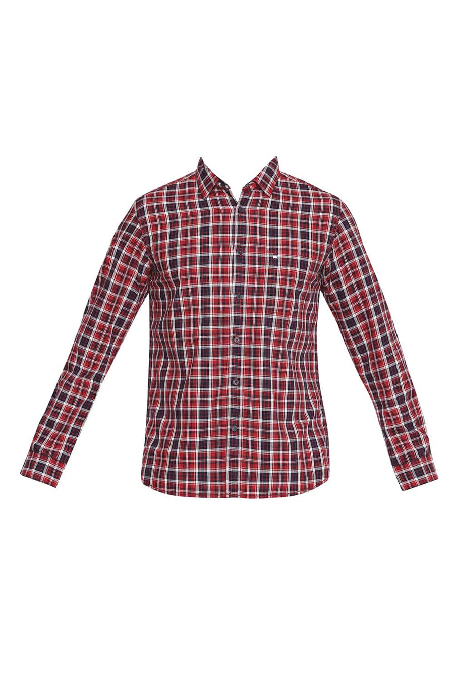 BASICS SLIM FIT RIBBON RED CHECKS SHIRT