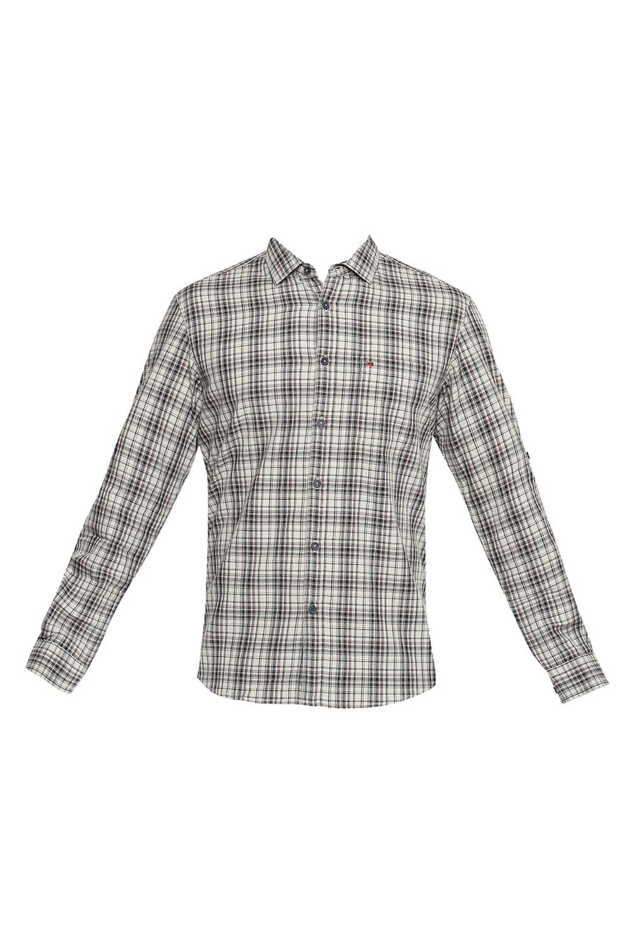BASICS SLIM FIT RAINY DAY ECRU CHECKS SHIRT