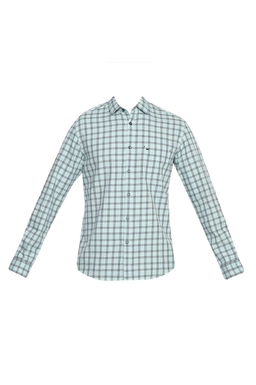 BASICS SLIM FIT BROOK GREEN CHECKS SHIRT
