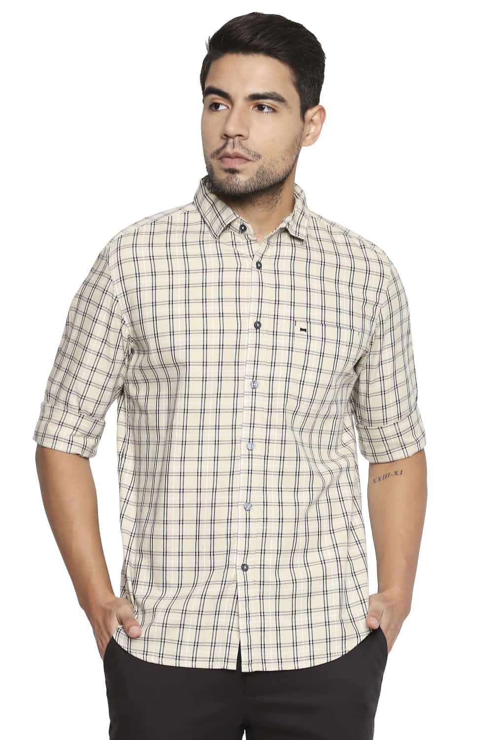 BASICS SLIM FIT CHECKS SHIRT