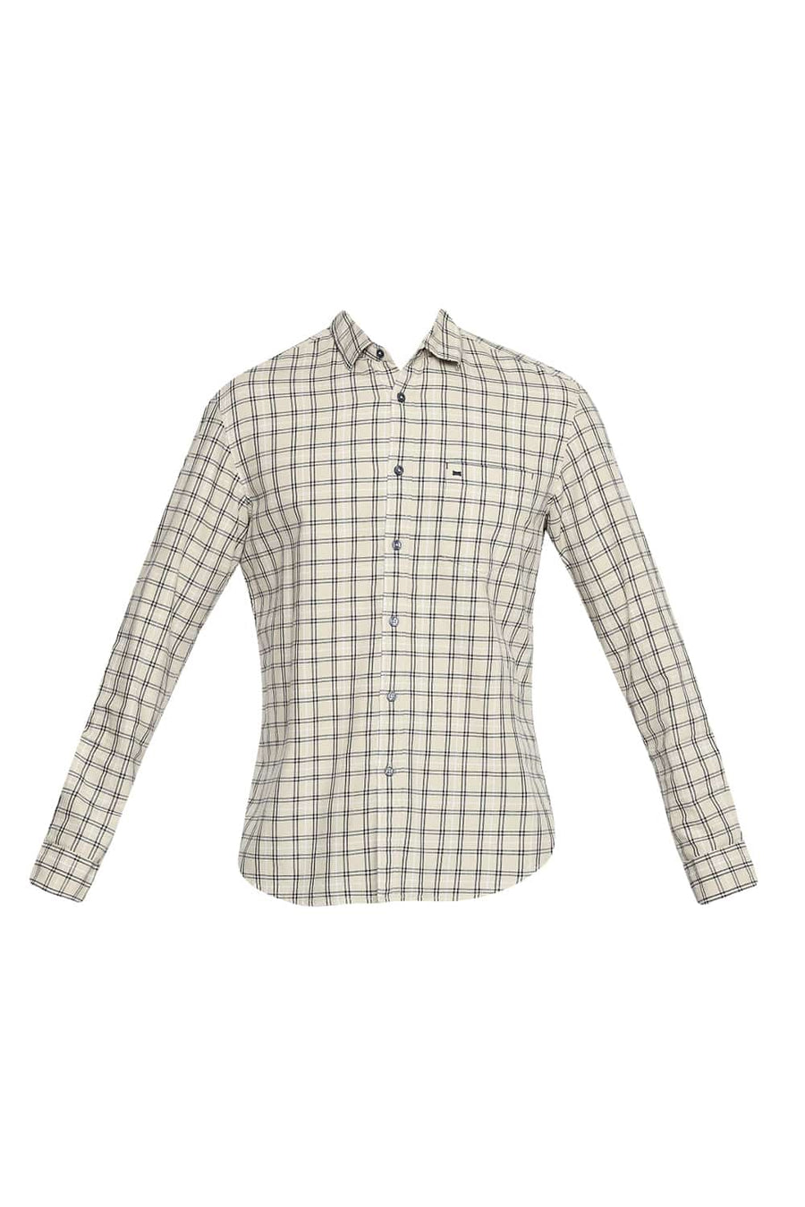 BASICS SLIM FIT DEW ECRU CHECKS SHIRT