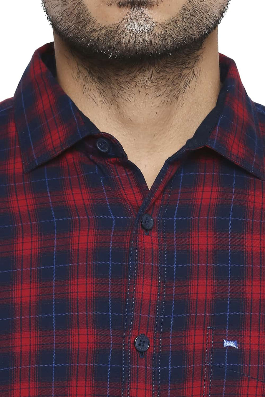 BASICS SLIM FIT MARS RED CHECKS SHIRT