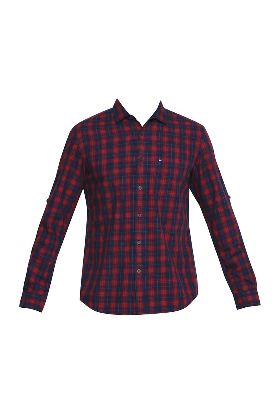 BASICS SLIM FIT MARS RED CHECKS SHIRT