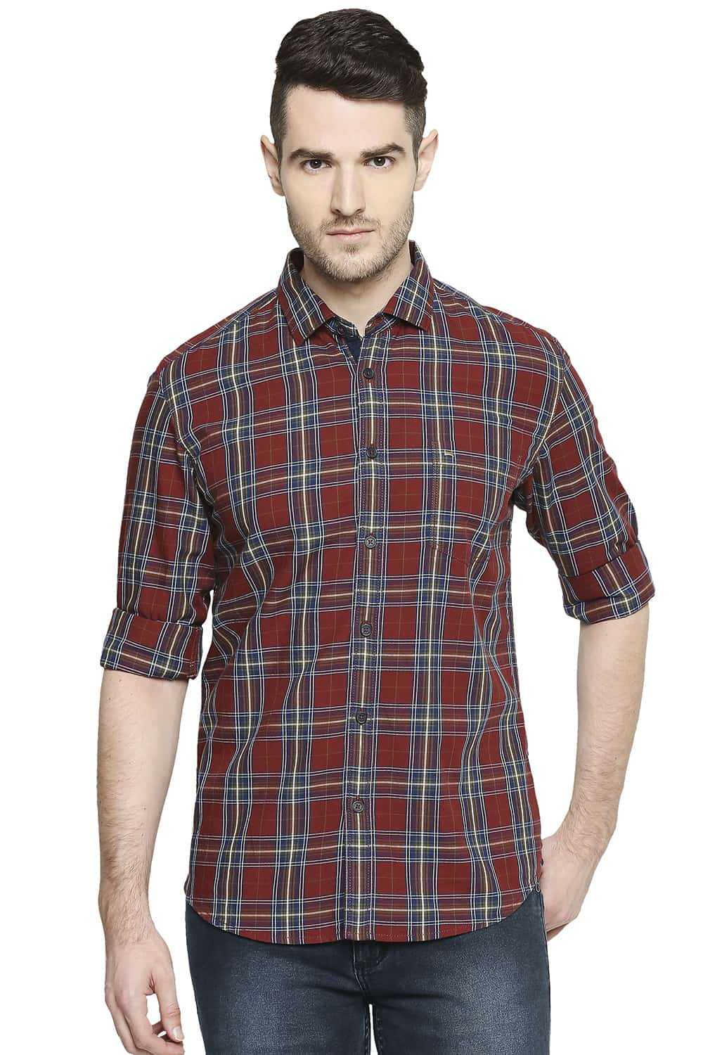 BASICS SLIM FIT CHECKS SHIRT