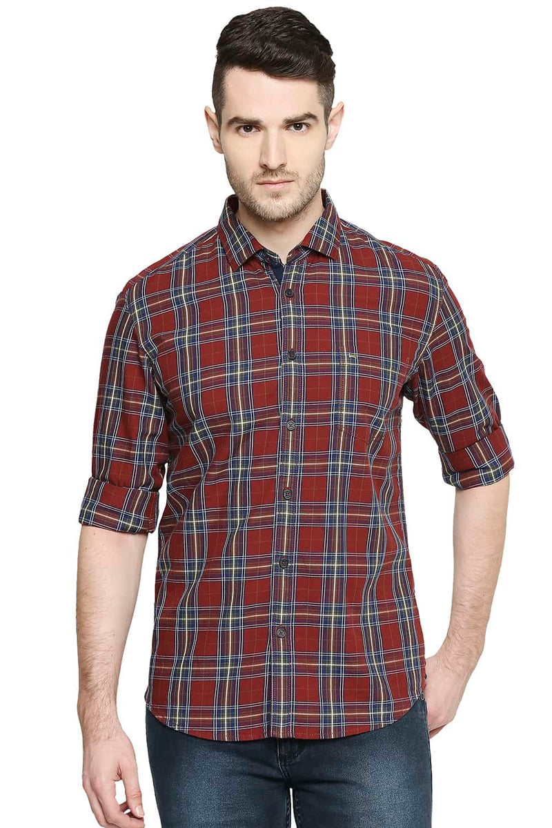 BASICS SLIM FIT CHECKS SHIRT