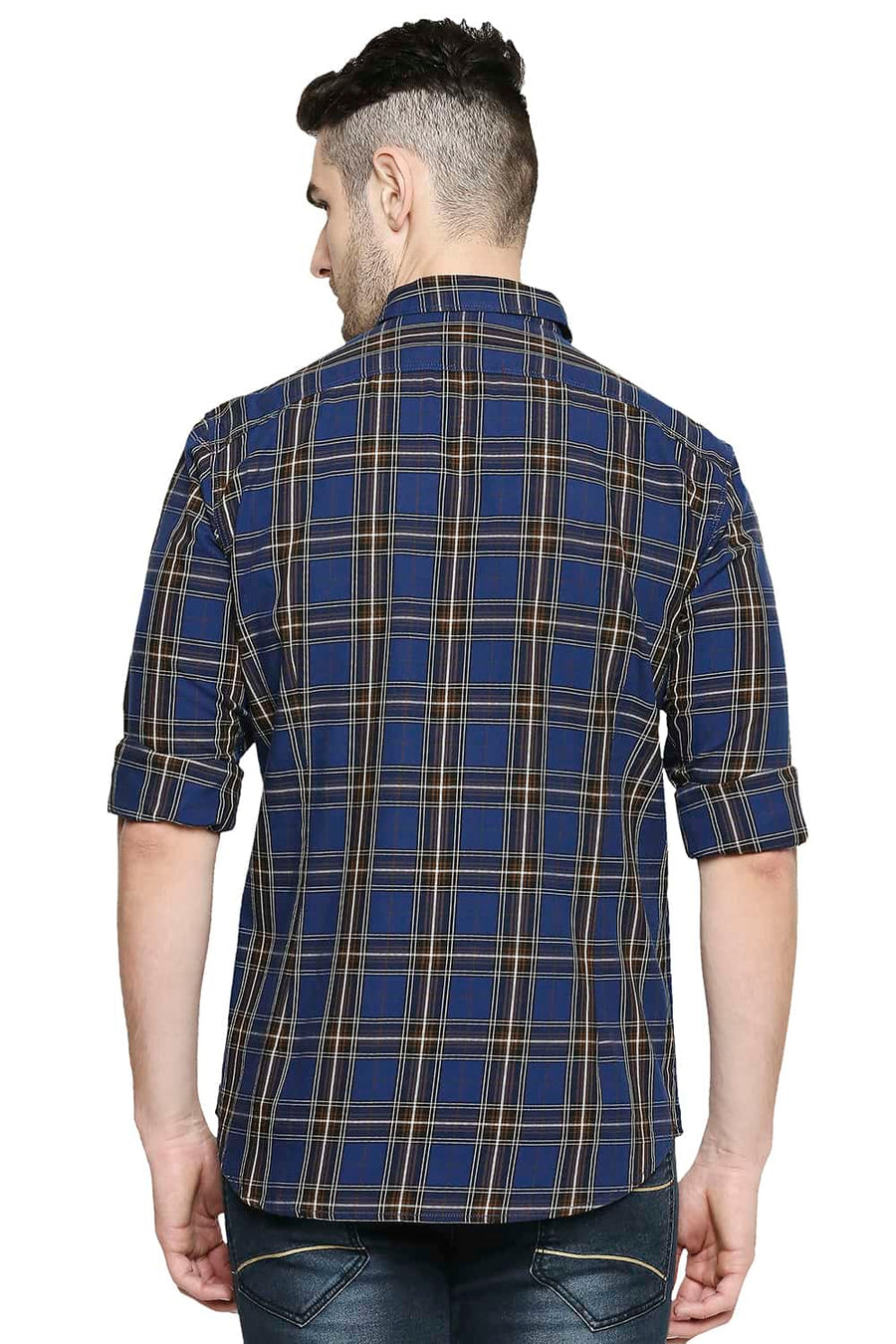 BASICS SLIM FIT TWILIGHT BLUE CHECKS SHIRT